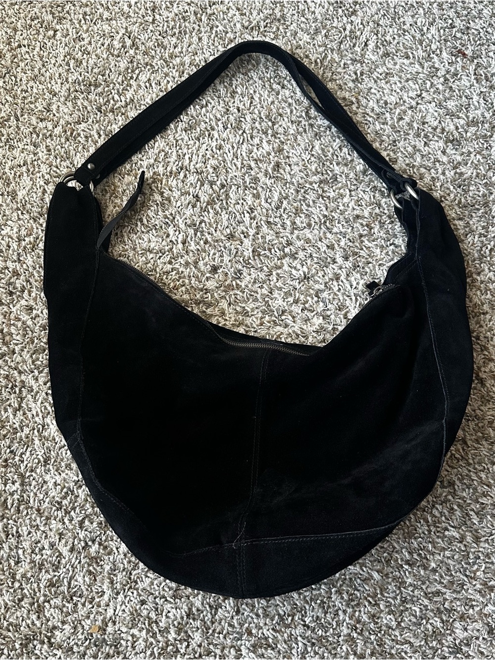 Free People Roma Black Suede Hobo Shoulder Bag